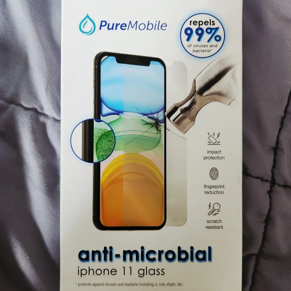 PureMobile iPhone 11 Anti Microbial Glass Shield 2 Pack